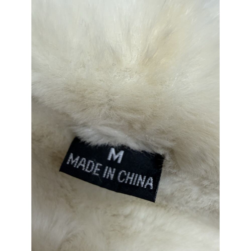 Gallery Beige Shearling Hooded Coat Faux Fur Trim Y2K Winter Jacket - Picture 10 of 10